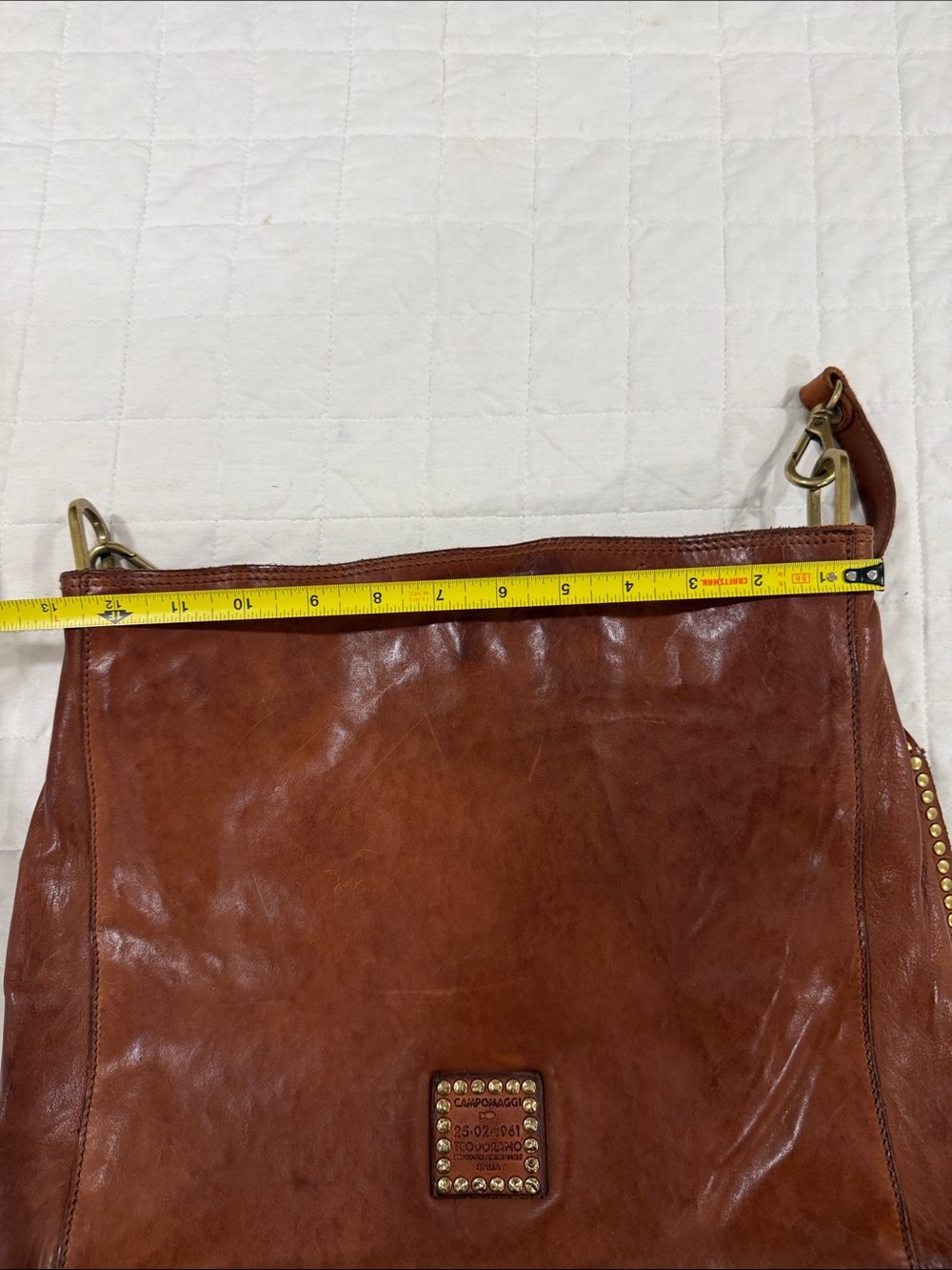 CAMPOMAGGI COGNAC Studded Leather Shoulder Bag - Women - Picture 9 of 9